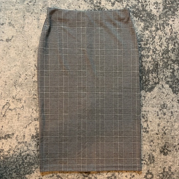 black and white plaid checked pencil skirt M - Picture 6 of 6